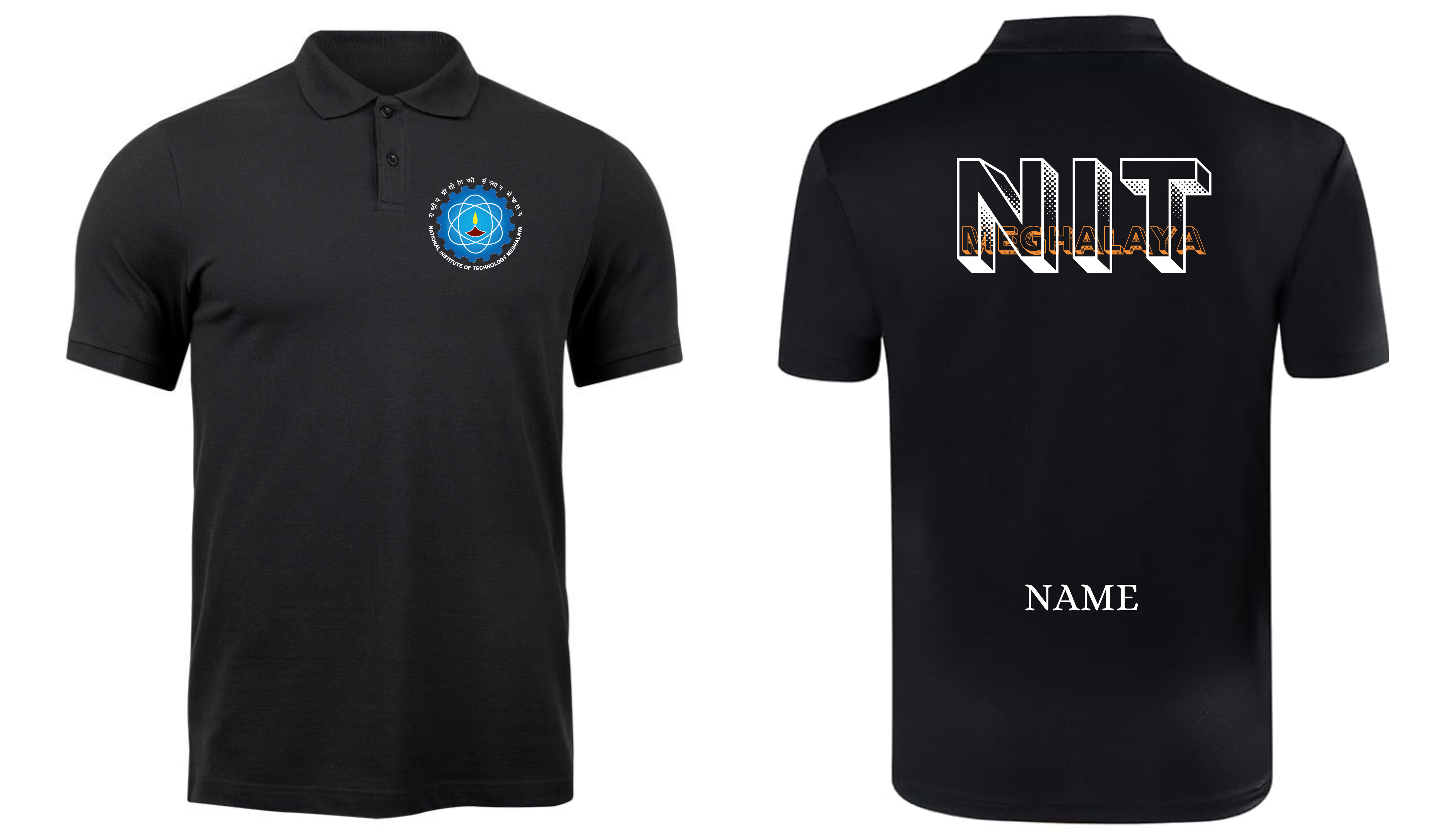 NIT Meghalaya POLO T-SHIRT Bold Halftone  Design  ( Ak design )