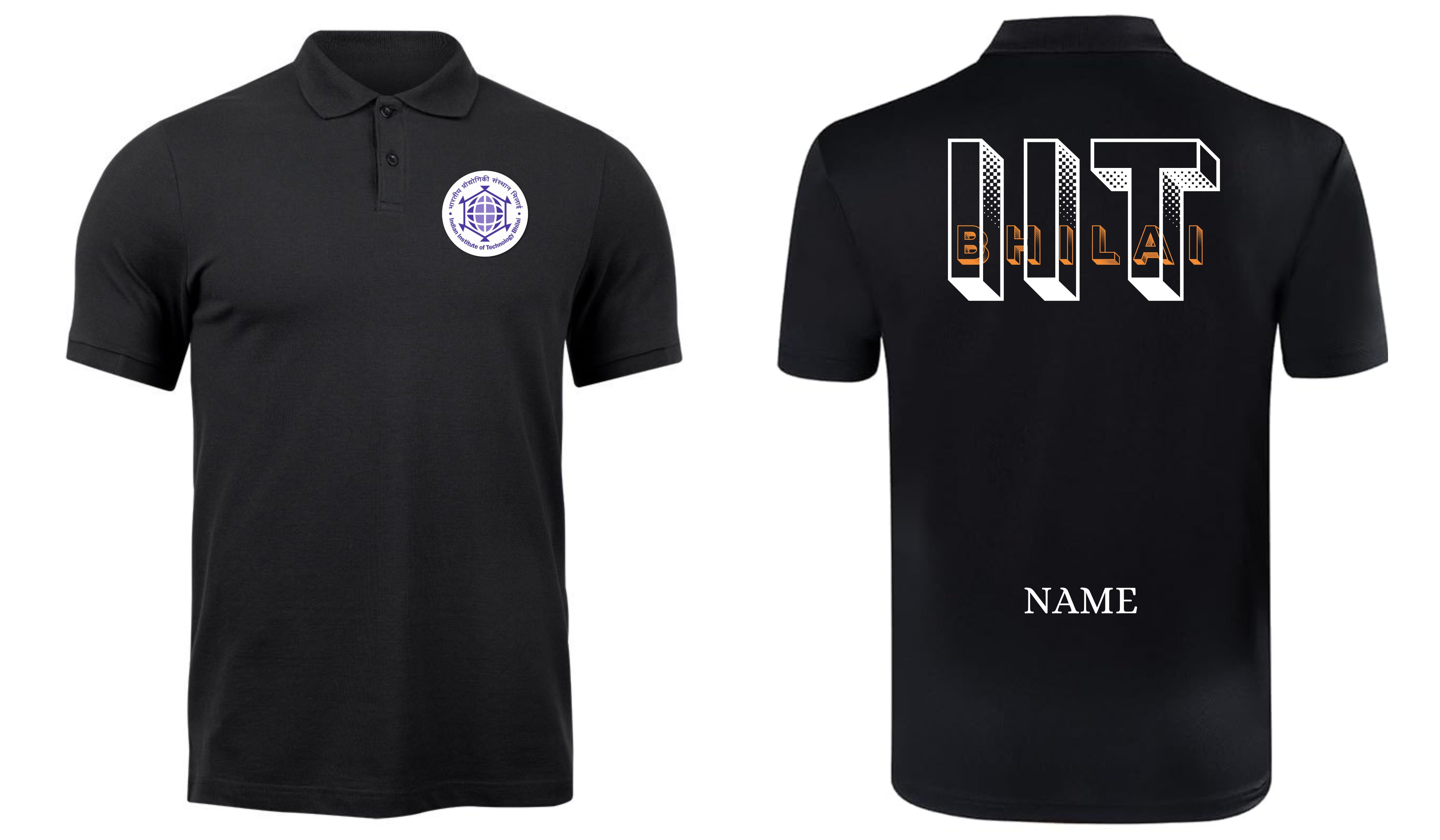 IIT BHILAI POLO T-SHIRT Bold Halftone Design  ( Ak design )