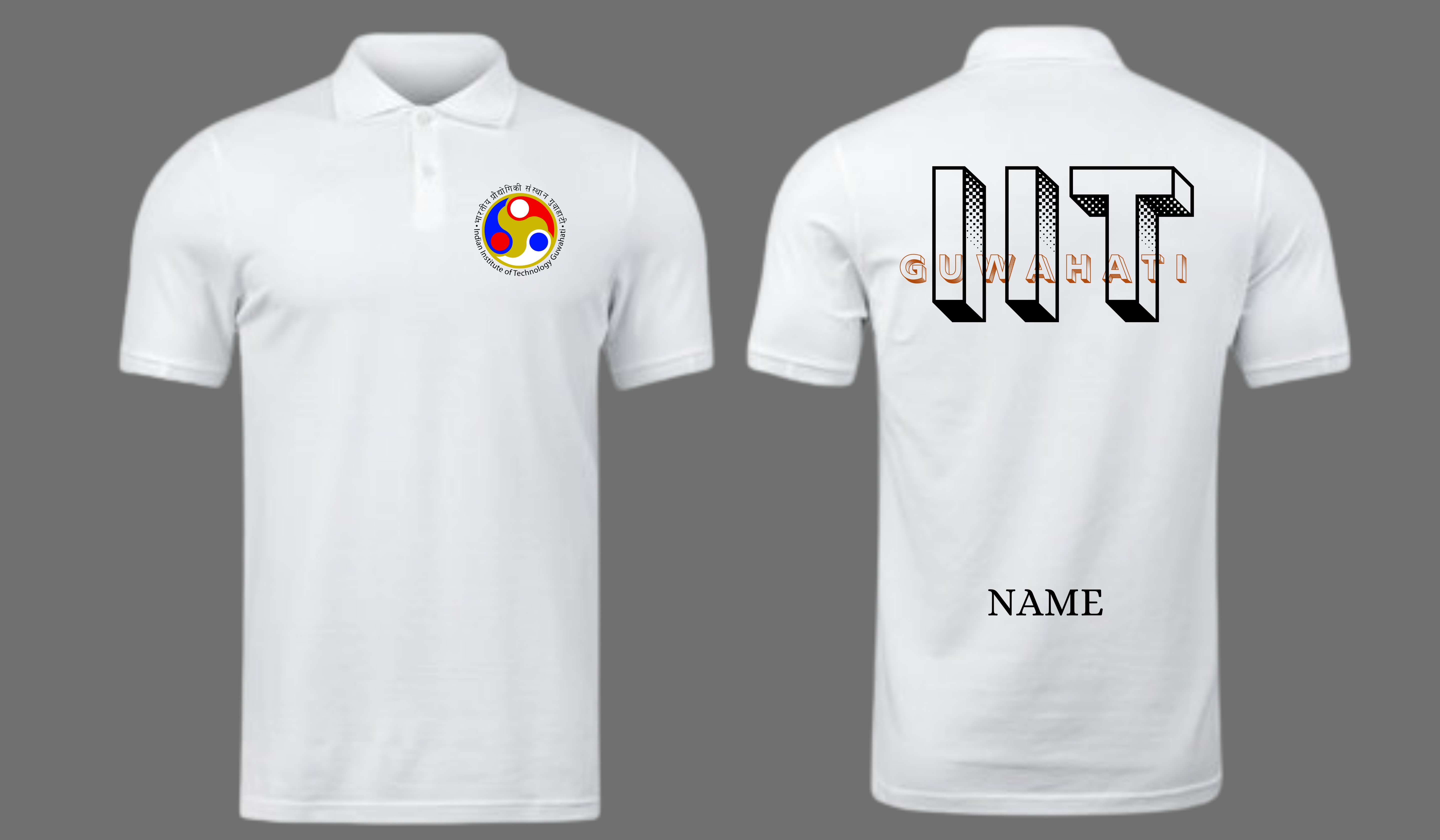 IIT GUWAHATI POLO T-SHIRT BOLD HALFTONE DESIGN (CAMPUSCART DESIGN )
