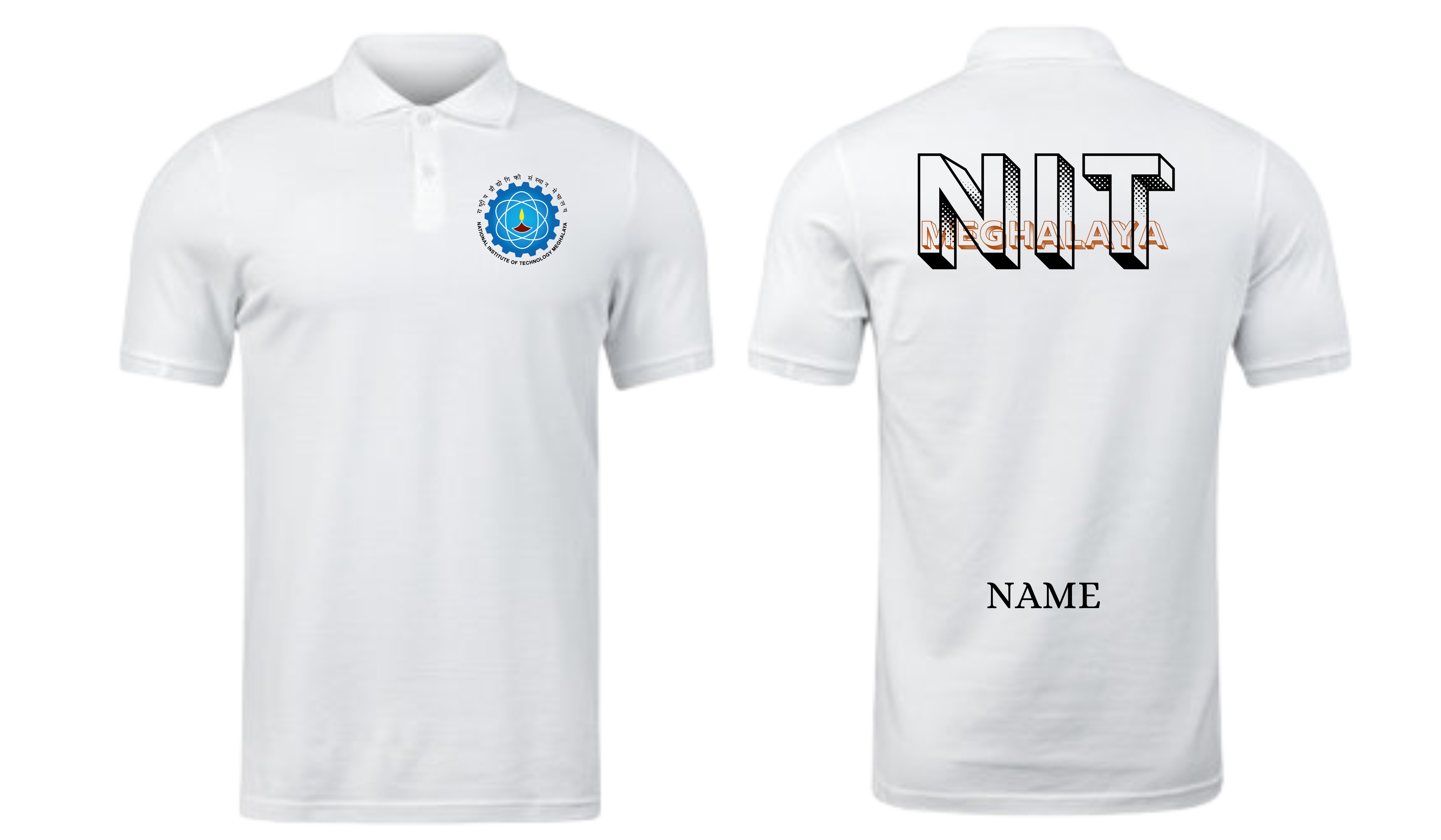 NIT Meghalaya POLO T-SHIRT Bold Halftone  Design  ( Ak design )